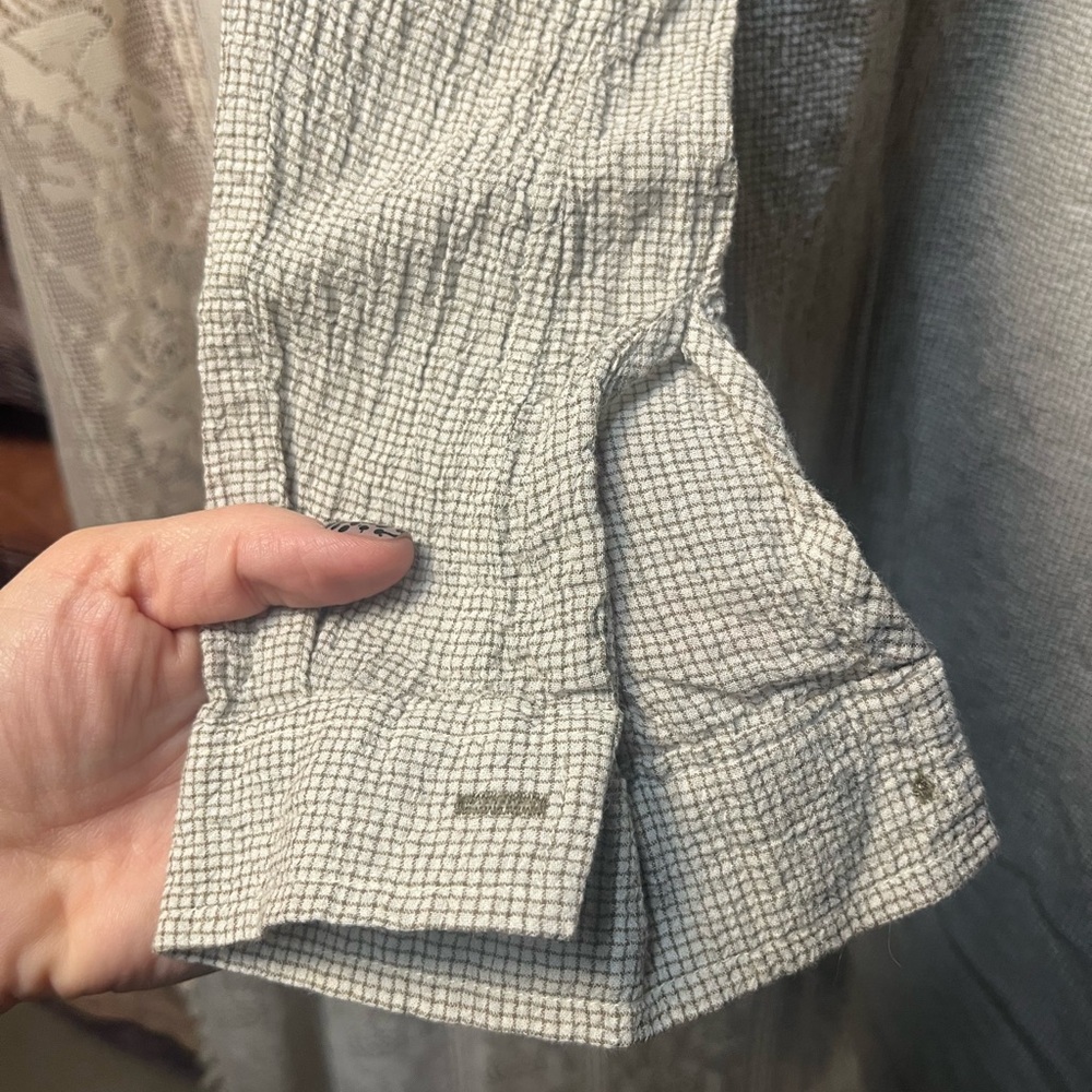 Free People Textured Grid Point Oversized Button-Up Shirt (118) - Picture 12 of 13